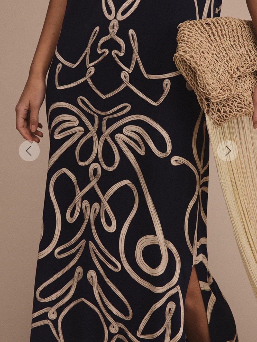 Navy Maxi Dress with Cream Abstract Graphic Print - Picture 3 of 13
